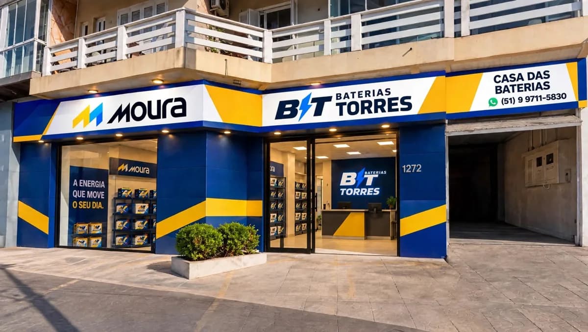 Fachada da Baterias Torres, na Av. do Riacho, 1272, Centro, Torres